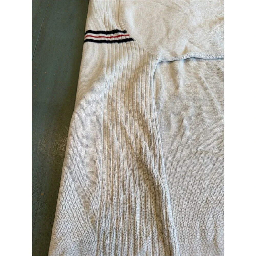 Aeropostale Y2K Striped Ribbed Knit Sweater Cream Navy Red XL